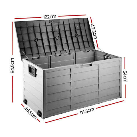 Gardeon Outdoor Storage Box 290L Lockable Organiser Garden Deck Shed Tool Black Chez Guru