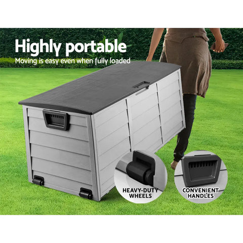 Gardeon Outdoor Storage Box 290L Lockable Organiser Garden Deck Shed Tool Black Chez Guru