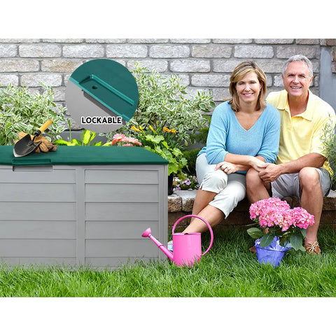 Gardeon Outdoor Storage Box 290L Lockable Organiser Garden Deck Shed Tool Green Chez Guru