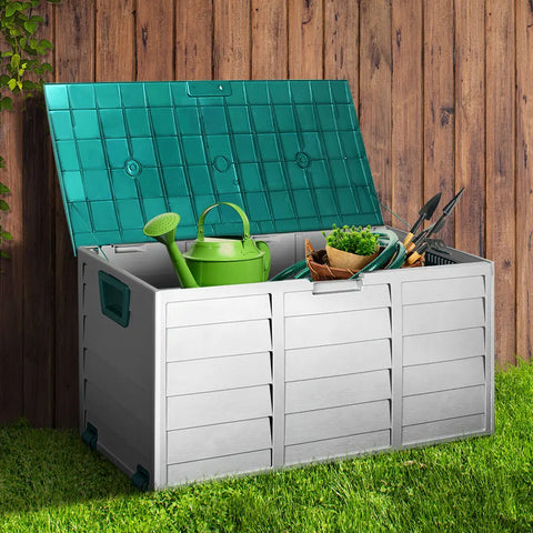Gardeon Outdoor Storage Box 290L Lockable Organiser Garden Deck Shed Tool Green Chez Guru