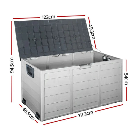 Gardeon Outdoor Storage Box 290L Lockable Organiser Garden Deck Shed Tool Grey Chez Guru