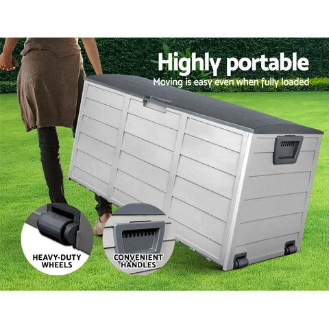 Gardeon Outdoor Storage Box 290L Lockable Organiser Garden Deck Shed Tool Grey Chez Guru
