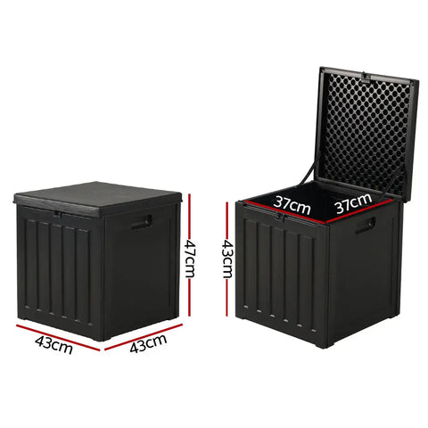 Gardeon Outdoor Storage Box 80L Container Lockable Garden Toy Tool Shed Black Chez Guru