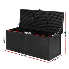 Gardeon Outdoor Storage Box 390L Container Lockable Garden Bench Shed Tools Toy All Black Chez Guru