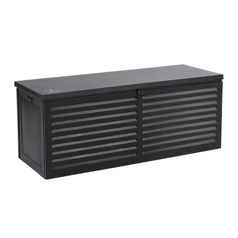 Gardeon Outdoor Storage Box 390L Container Lockable Garden Bench Shed Tools Toy All Black Chez Guru