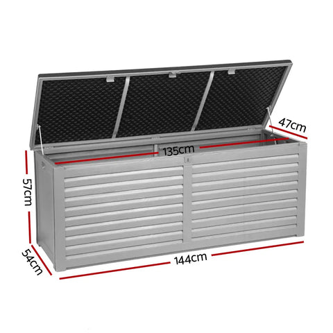 Gardeon Outdoor Storage Box 390L Container Lockable Garden Bench Tools Toy Shed Black Chez Guru