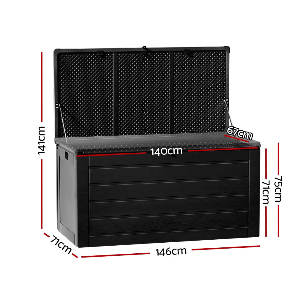 Gardeon Outdoor Storage Box 680L Container Lockable Garden Bench Shed Tool All Black Chez Guru