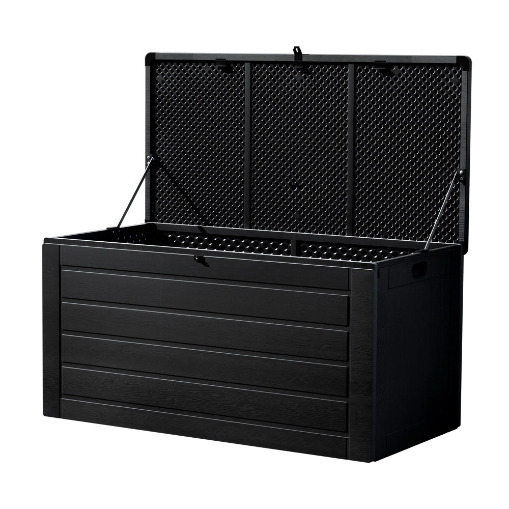 Gardeon Outdoor Storage Box 680L Container Lockable Garden Bench Shed Tool All Black Chez Guru