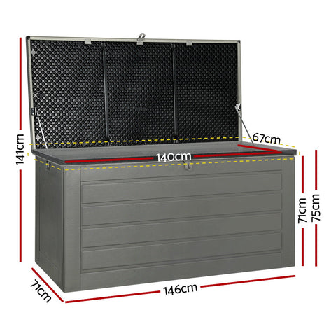 Gardeon Outdoor Storage Box 680L Container Lockable Garden Bench Tool Shed Black Chez Guru