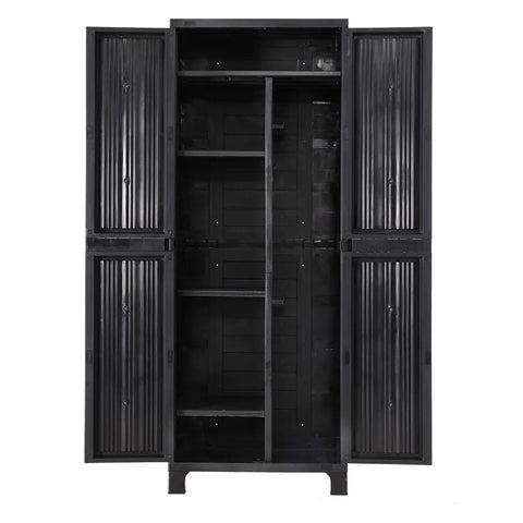 Gardeon Outdoor Storage Cabinet Box 173cm Lockable Cupboard Sheds Garage Adjustable Black Chez Guru