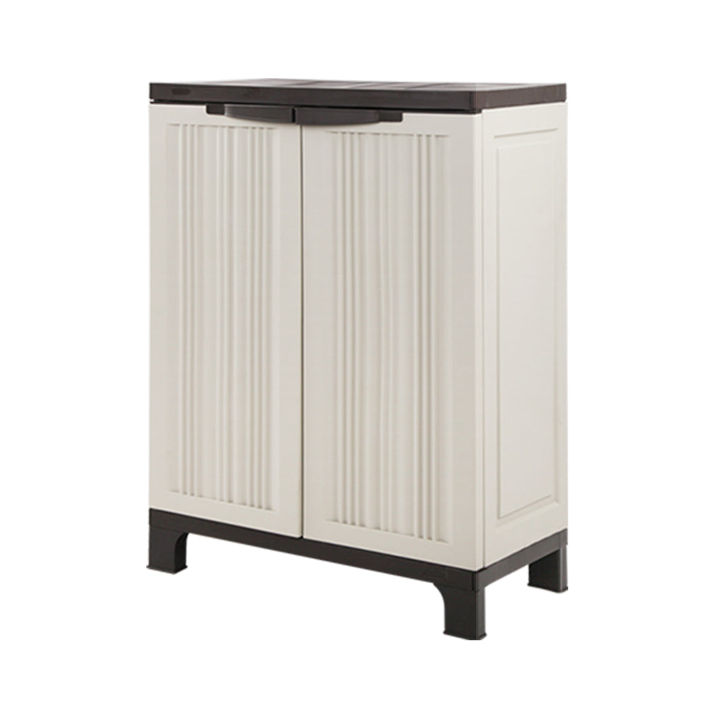 Gardeon Outdoor Storage Cabinet Box 92cm Lockable Cupboard Sheds Garage Adjustable Beige Chez Guru
