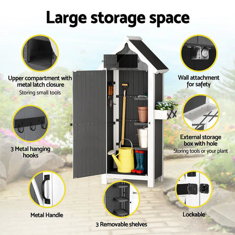 Gardeon Outdoor Storage Cabinet Shed Box Wooden Shelf Chest Garden Furniture Chez Guru