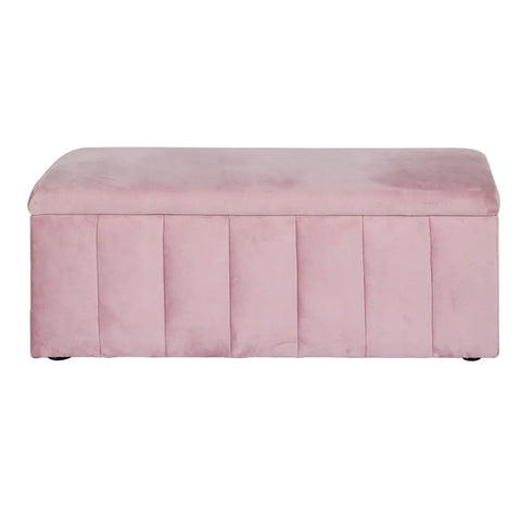 Artiss Storage Ottoman Blanket Box 103cm Velvet Pink - Chez Guru