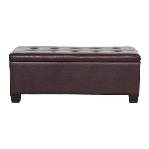 Artiss Storage Ottoman Blanket Box 97cm Leather Brown - Chez Guru