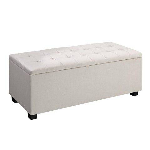 Artiss Storage Ottoman Blanket Box 97cm Linen Beige Chez Guru