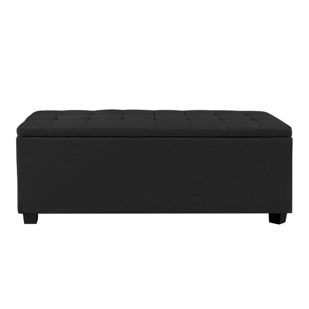 Artiss Storage Ottoman Blanket Box 97cm Linen Black Chez Guru