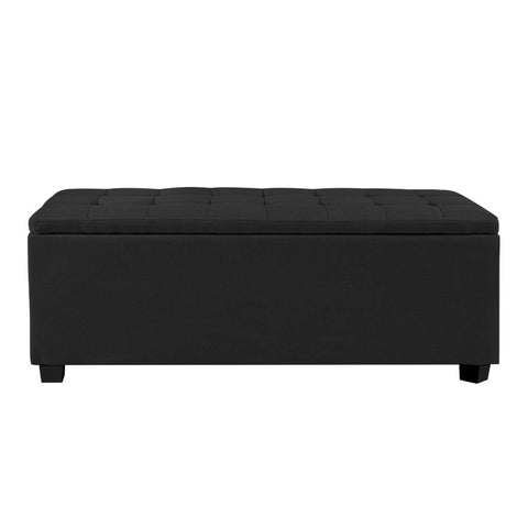 Artiss Storage Ottoman Blanket Box 97cm Linen Black Chez Guru