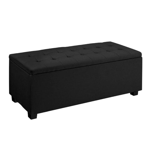 Artiss Storage Ottoman Blanket Box 97cm Linen Black Chez Guru