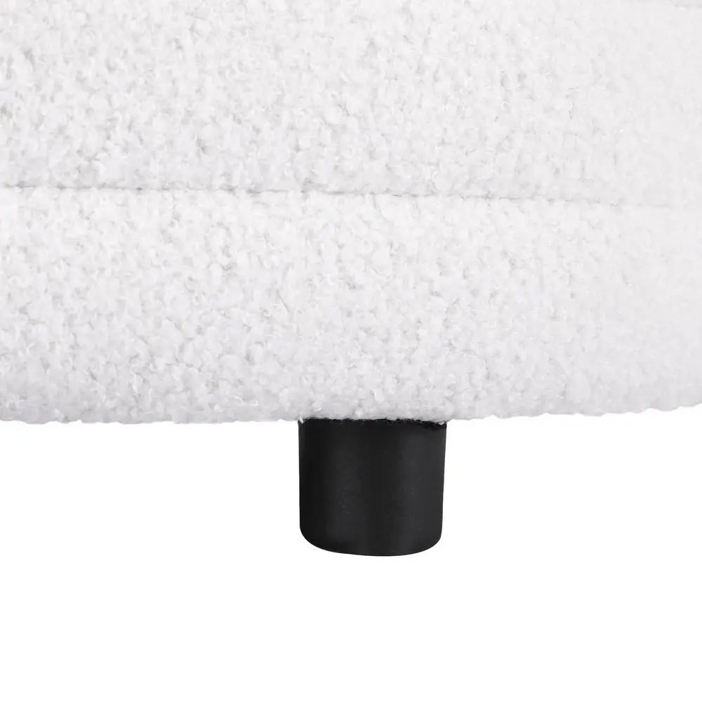 Artiss Storage Ottoman Blanket Box 87cm Boucle Fabric Oval - Chez Guru