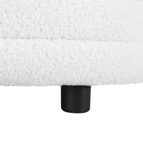Artiss Storage Ottoman Blanket Box 87cm Boucle Fabric Oval - Chez Guru