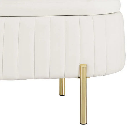 Artiss Storage Ottoman Blanket Box 87cm Velvet Oval White - Chez Guru