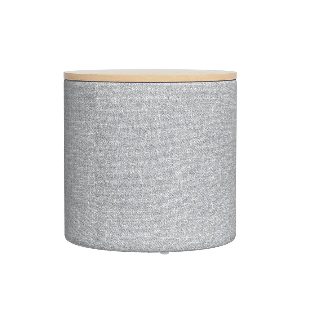 Artiss Storage Ottoman Blanket Box 40cm Linen Round Grey - Chez Guru