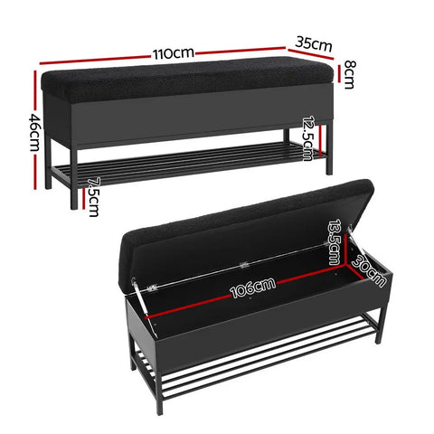 Artiss Storage Ottoman Blanket Box 110cm Boucle Shelf - Chez Guru