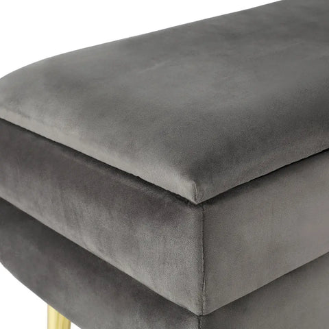 Artiss Ottoman Storage Foot Stool Velvet Grey - Chez Guru