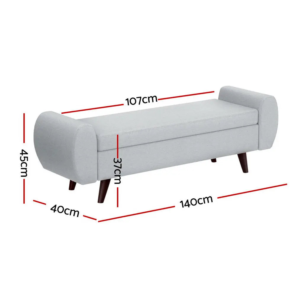 Artiss Storage Ottoman Blanket Box Armrest 140cm Grey - Chez Guru