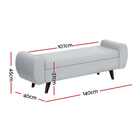 Artiss Storage Ottoman Blanket Box Armrest 140cm Grey - Chez Guru