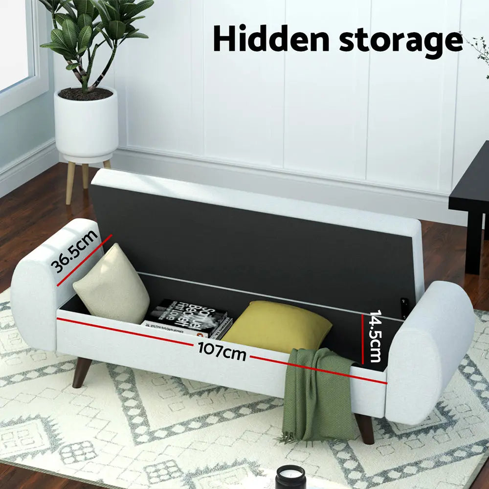 Artiss Storage Ottoman Blanket Box Armrest 140cm Grey - Chez Guru