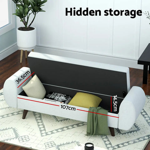 Artiss Storage Ottoman Blanket Box Armrest 140cm Grey - Chez Guru