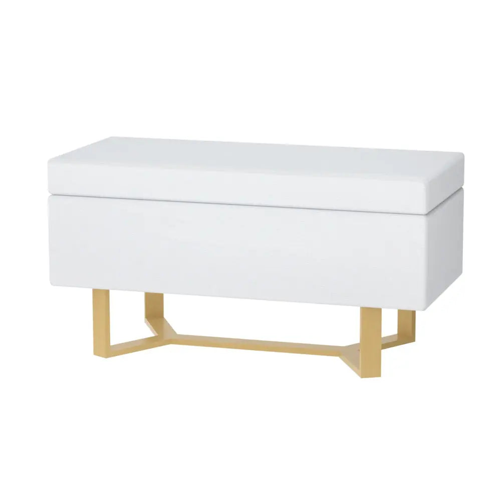 Artiss Storage Ottoman Blanket Box Criss-cross Linen White - Chez Guru