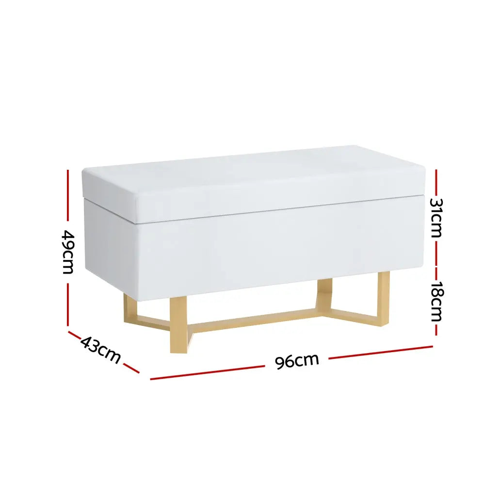 Artiss Storage Ottoman Blanket Box Criss-cross Linen White - Chez Guru