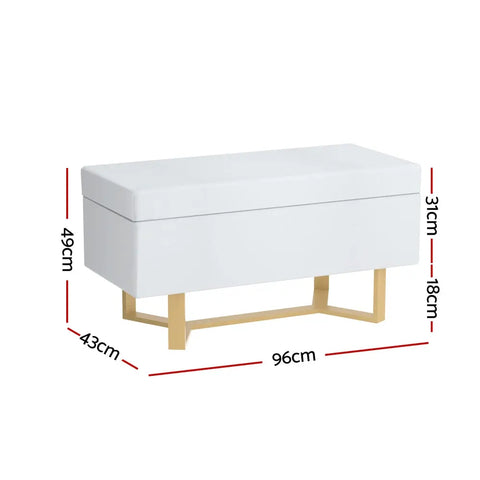 Artiss Storage Ottoman Blanket Box Criss-cross Linen White - Chez Guru