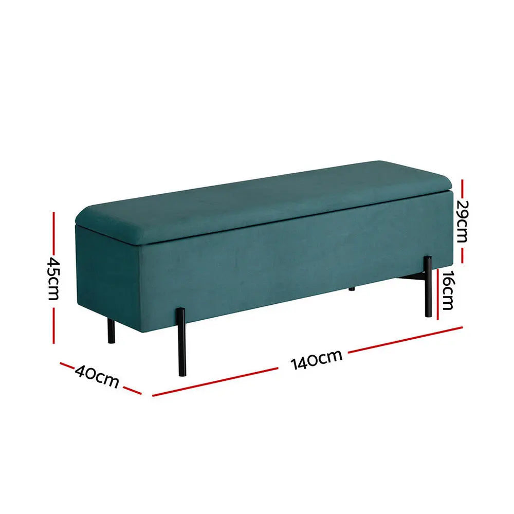 Artiss Storage Ottoman Blanket Box 140cm Velvet Green - Chez Guru
