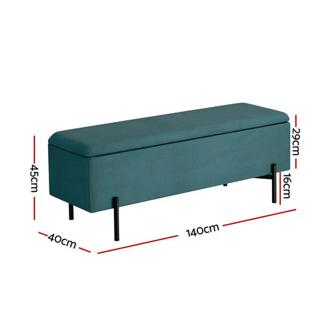 Artiss Storage Ottoman Blanket Box 140cm Velvet Green - Chez Guru