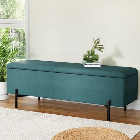 Artiss Storage Ottoman Blanket Box 140cm Velvet Green - Chez Guru