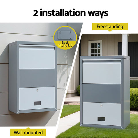 Gardeon Parcel Letterbox Drop Box Package Grey Chez Guru