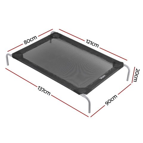 i.Pet Pet Dog Bed Elevated Trampoline Durable Raised Heavy Duty Large Dogs 90x137cm Black