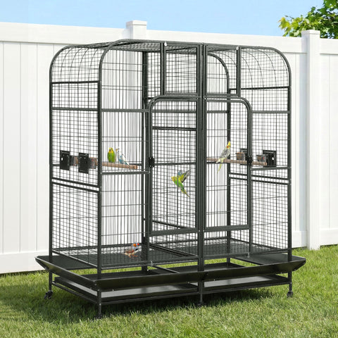 i.Pet Bird Cage Extra Large Aviary 185cm Pet Parrot Cage Castor Wheel Removable Divider