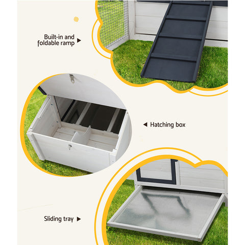 i.Pet Chicken Coop Rabbit Hutch 166cm x 120cm x 112cm Large Chicken Coop House Run Cage Wooden