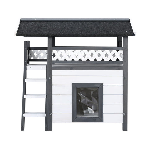 i.Pet Outdoor Cat House Shelter 77cm x 50cm x 73cm Rabbit Hutch Wooden Condo Small Outdoor Cat House