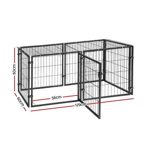 i.Pet Large Dog Crate Cage Playpen 129cm Puppy Pen Pet Enclosure Black