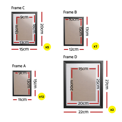 Artiss Photo Frames Art Holder 26PCS 8x10" 5x7" 4x6" 3.5x5" Black Chez Guru