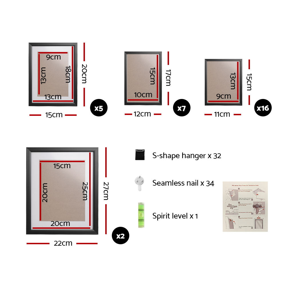 Artiss Photo Frames Art Holder 30PCS 8x10" 5x7" 4x6" 3.5x5" Black Chez Guru