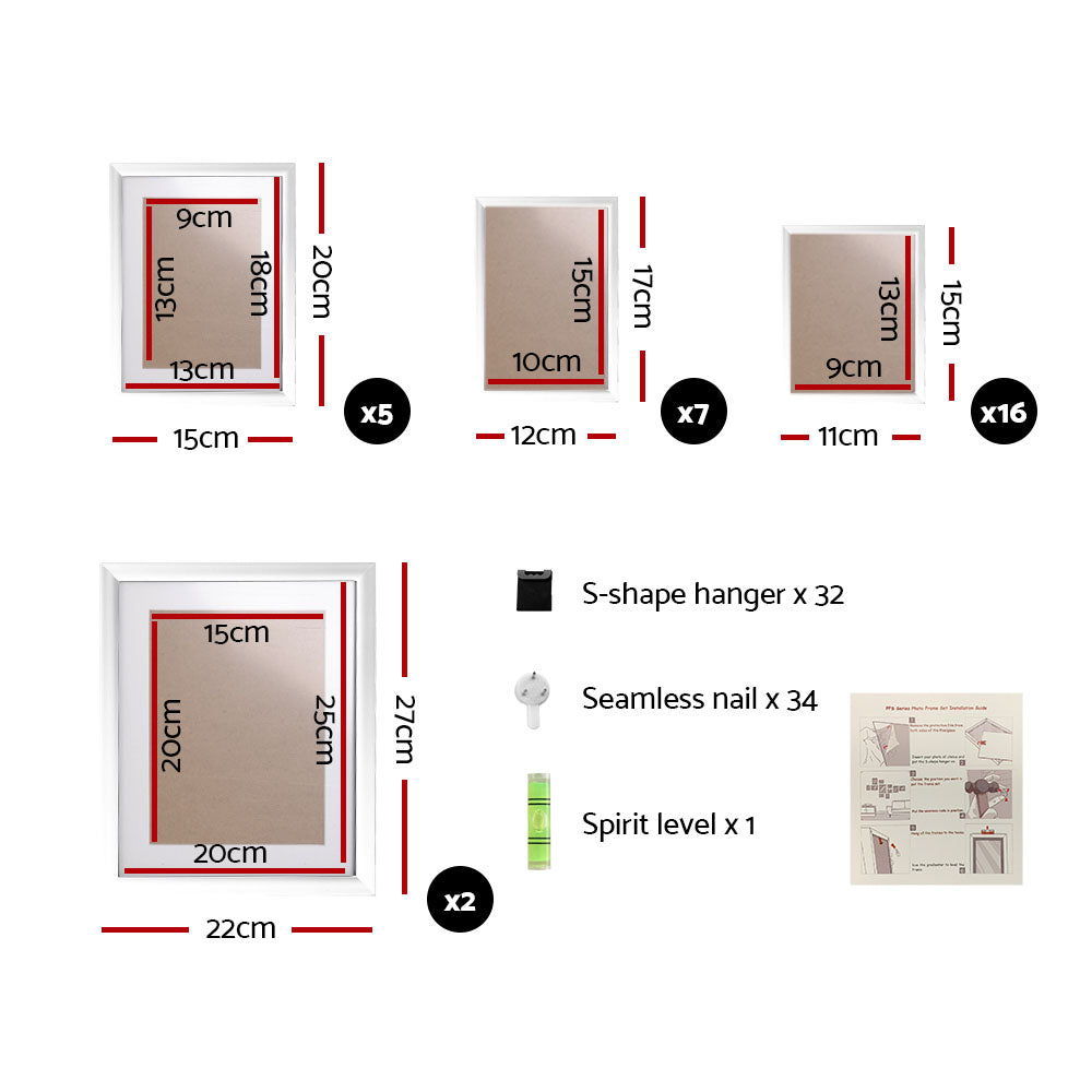 Artiss Photo Frames Art Holder 30PCS 8x10" 5x7" 4x6" 3.5x5" White Chez Guru