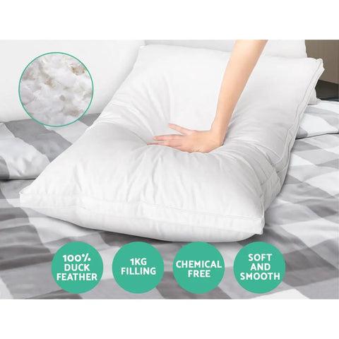 Giselle Bedding Duck Feather Down Pillow Luxury Twin Pack Chez Guru