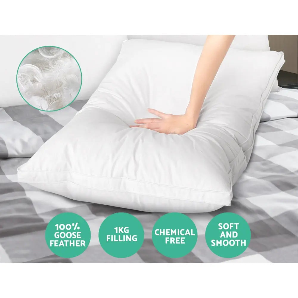Giselle Bedding Goose Feather Down Pillow Luxury Twin Pack Chez Guru