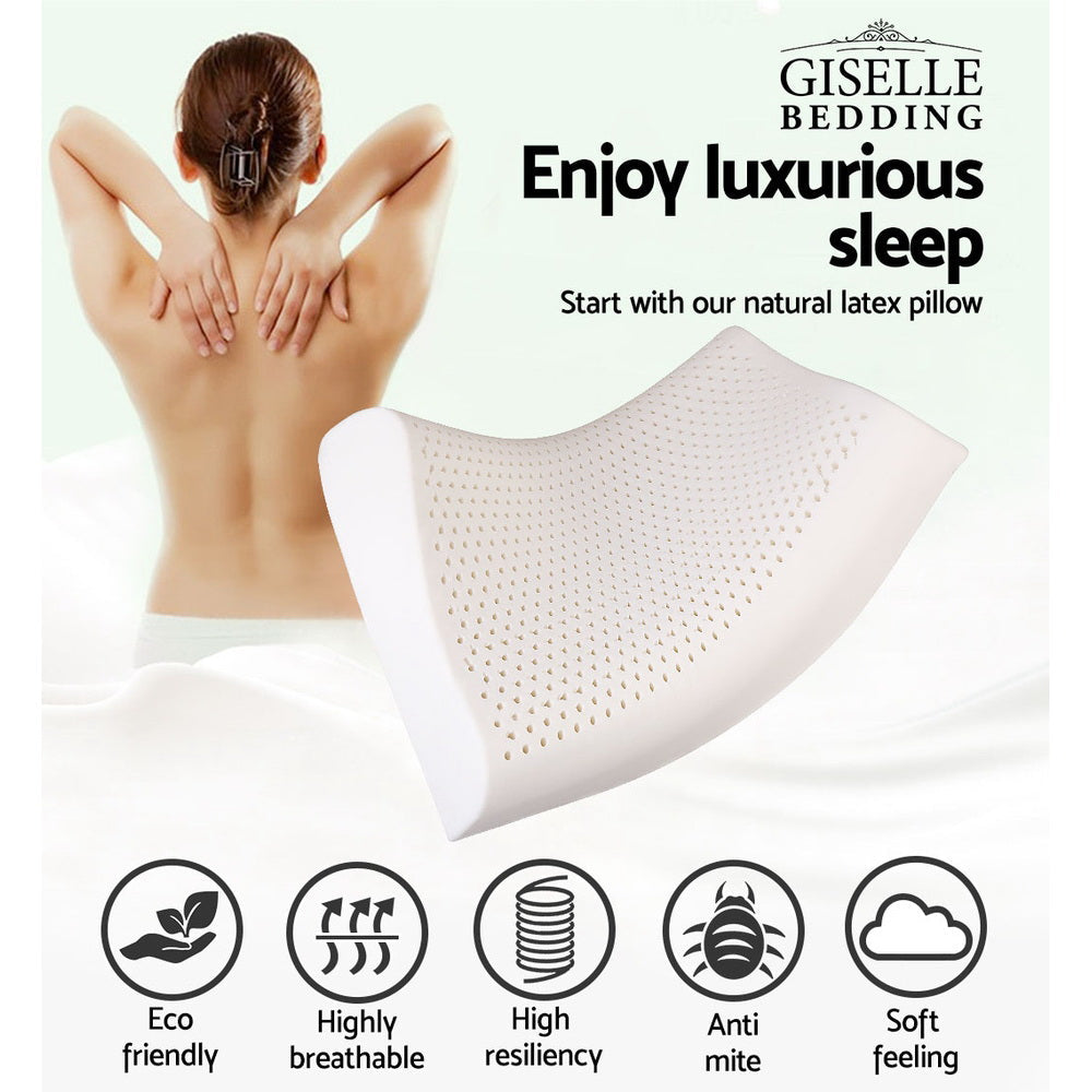 Giselle Bedding Natural Latex Pillow 2-Zone Twin Pack Chez Guru